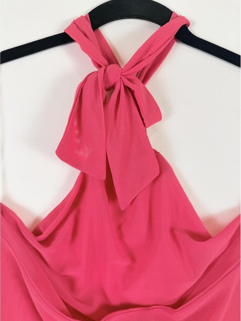 Peppermayo Henrietta Mini Dress Pink Halter Gold Hardware Ruched Bodycon Size 2 - Picture 4 of 8